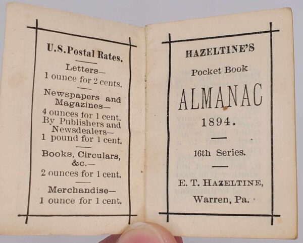 Hazeltine's Pocket-Book  Almanac 1894 - Image 3